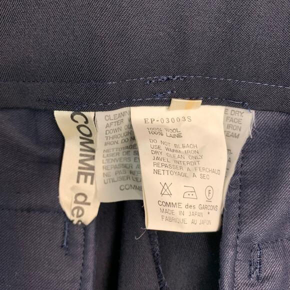 COMME des GARCONS 1989 Size S Navy Wool Belted High Waisted Wide Leg Dress Pants - Picture 4 of 5